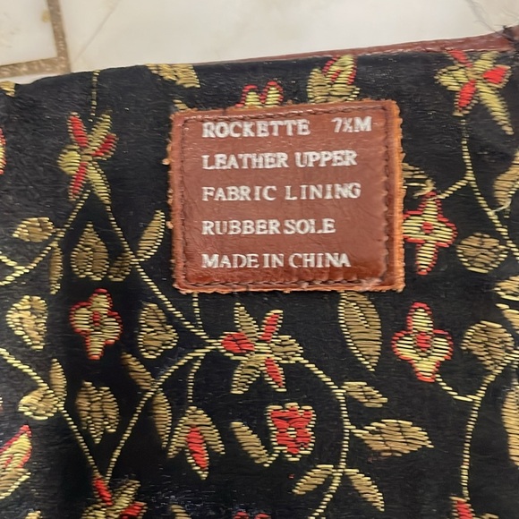 Baci, 7.5, Rockette red brown leather heeled boots with floral lining, vintage? - Picture 14 of 16